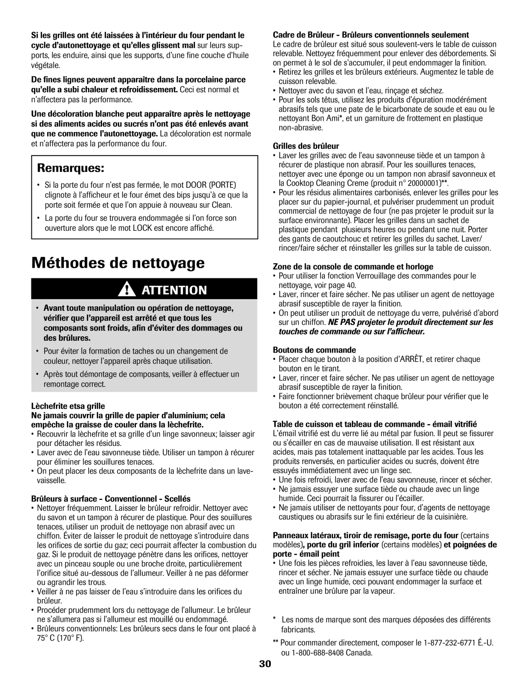 Maytag 8113P560-60 important safety instructions Méthodes de nettoyage, Remarques 