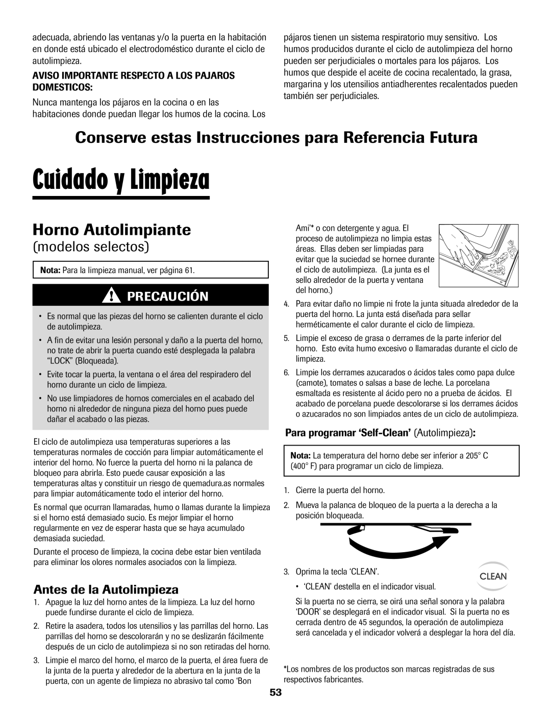 Maytag 8113P560-60 Cuidado y Limpieza, Conserve estas Instrucciones para Referencia Futura, Antes de la Autolimpieza 