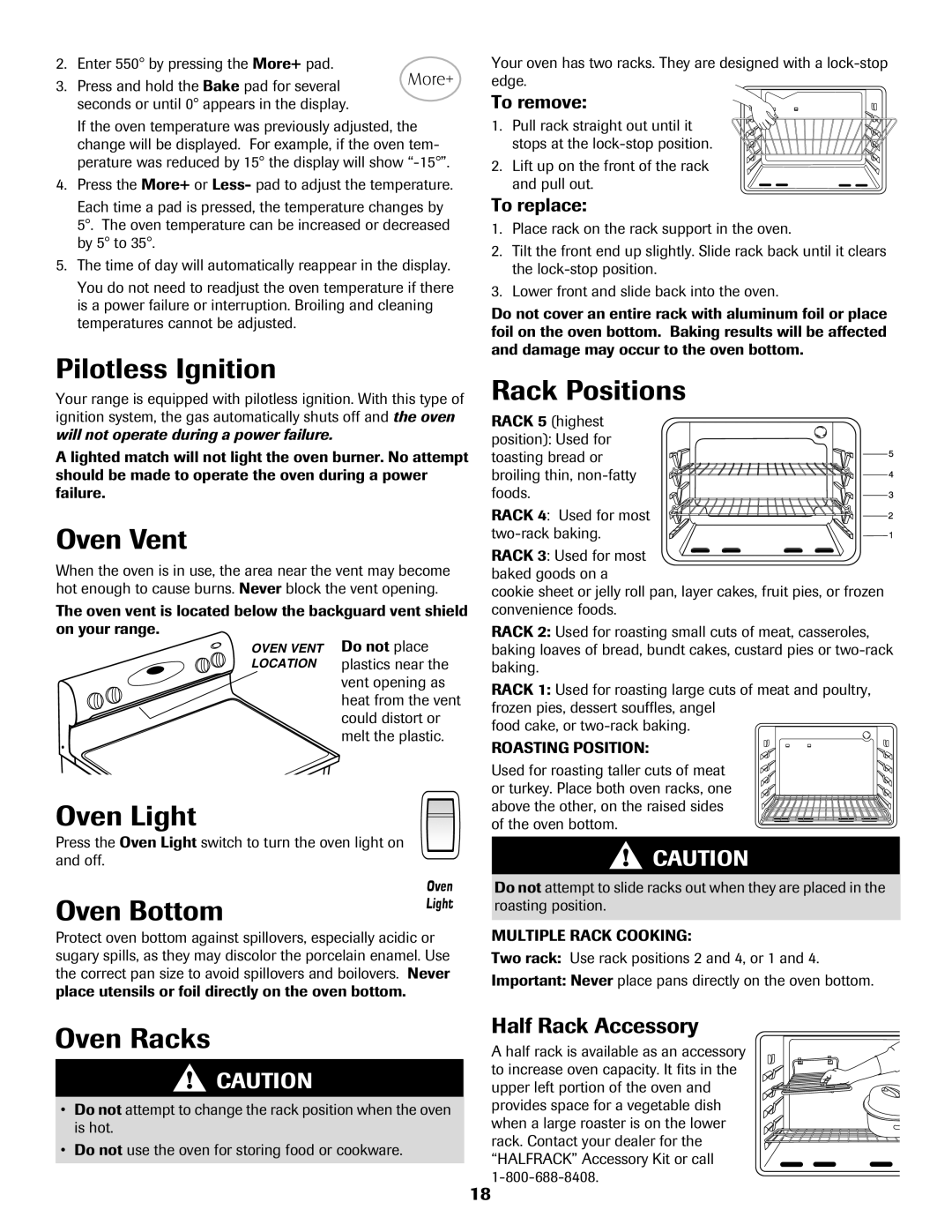 Maytag 8113P574-60 important safety instructions Oven Vent, Rack Positions, Oven Racks, Half Rack Accessory 