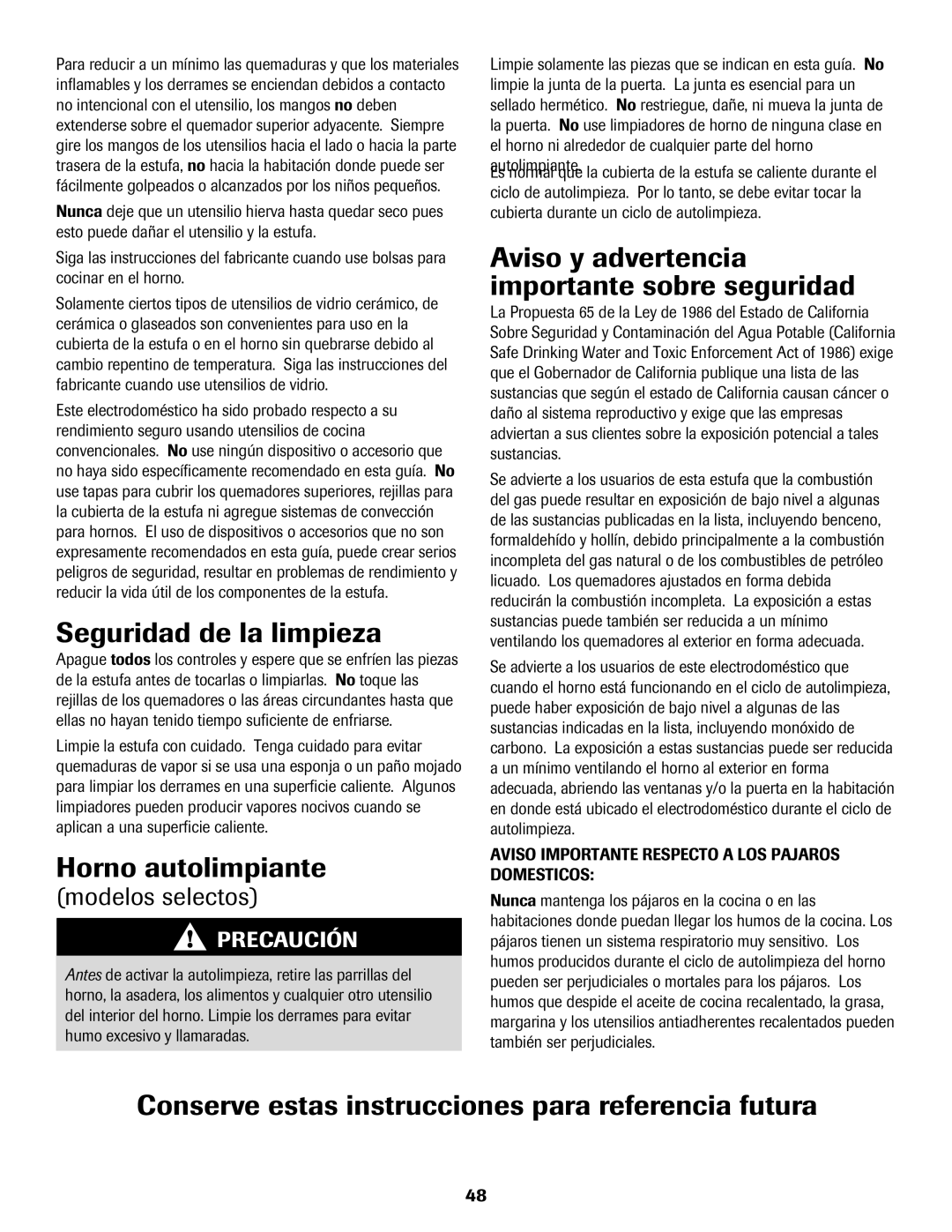 Maytag 8113P574-60 Seguridad de la limpieza, Horno autolimpiante, Aviso y advertencia importante sobre seguridad 