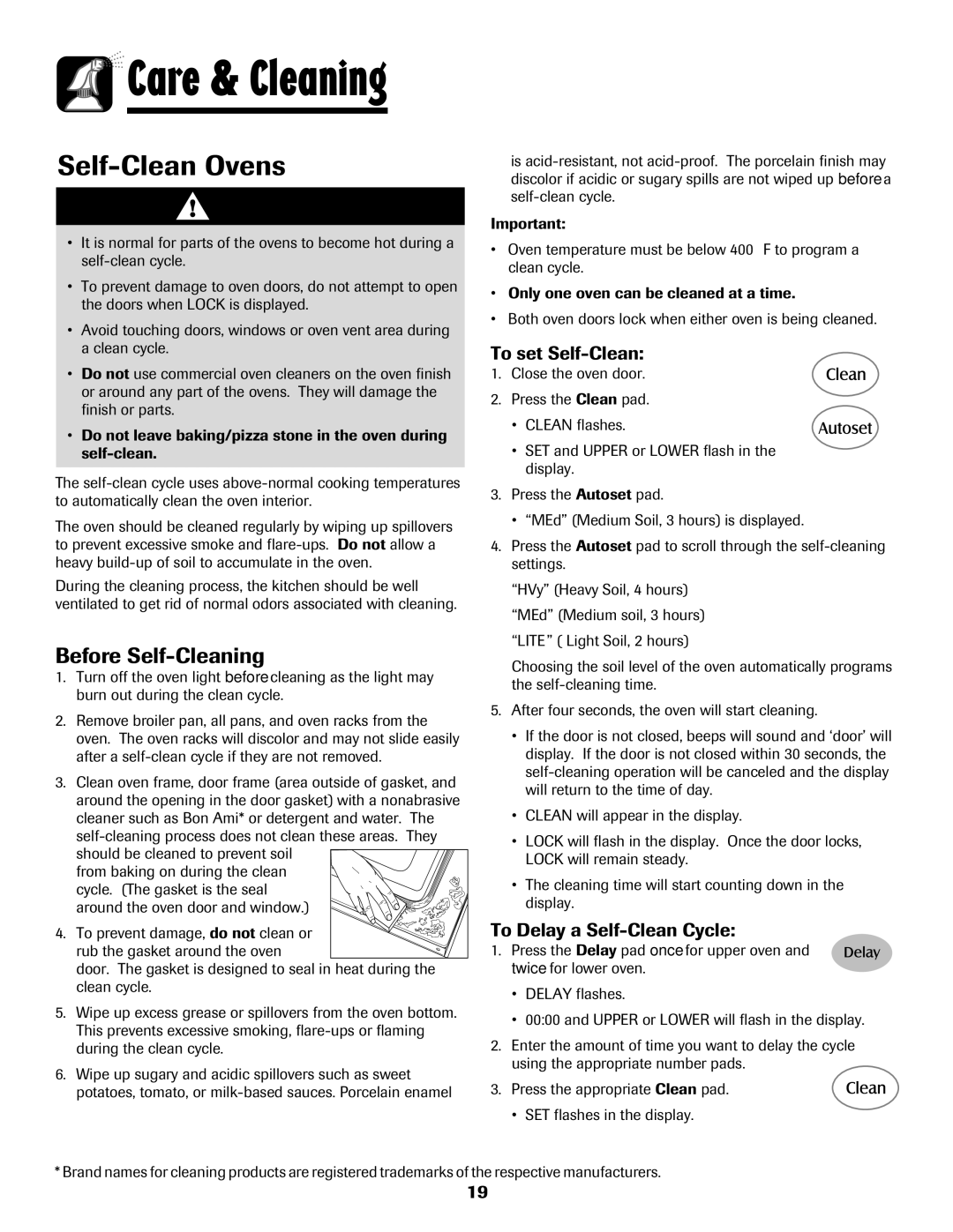 Maytag 850 Series warranty Self-Clean Ovens, Before Self-Cleaning, To set Self-Clean, To Delay a Self-Clean Cycle 