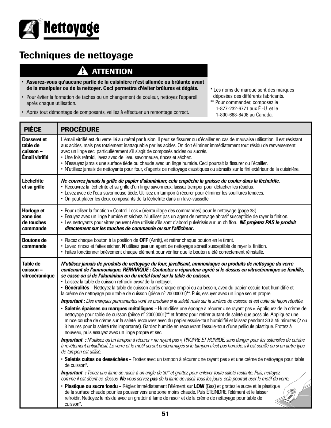 Maytag 850 Series warranty Techniques de nettoyage 