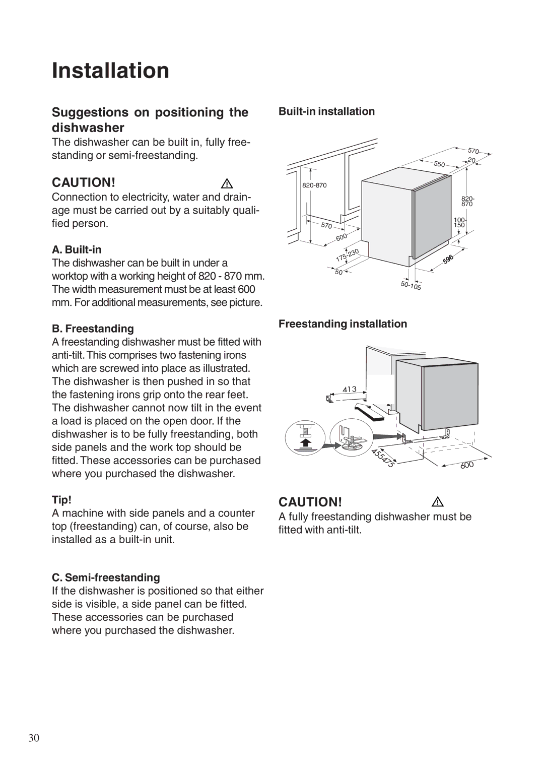 Maytag 860S manual Installation, Suggestions on positioning the dishwasher 