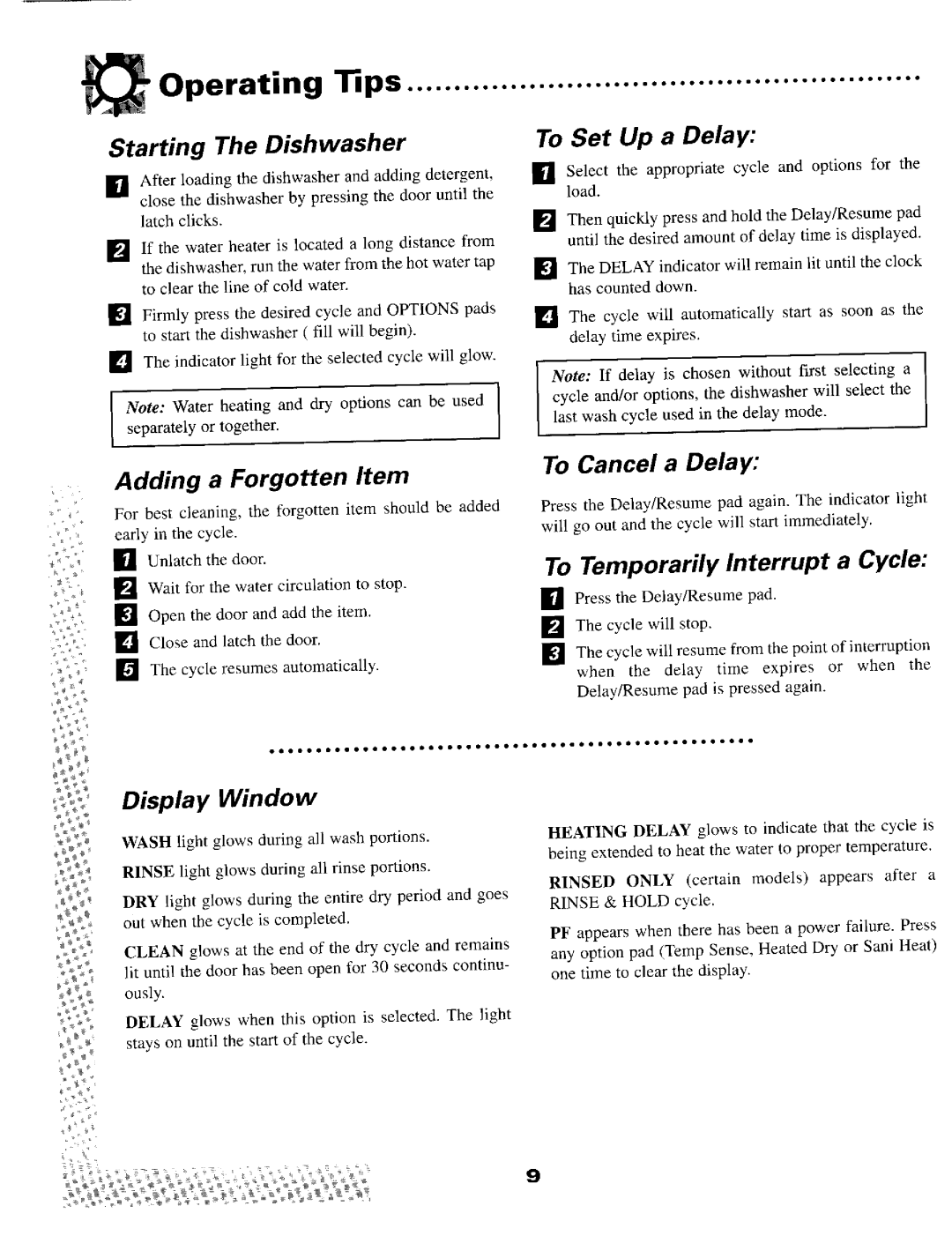 Maytag 9922, 9902 warranty Operating Lips 