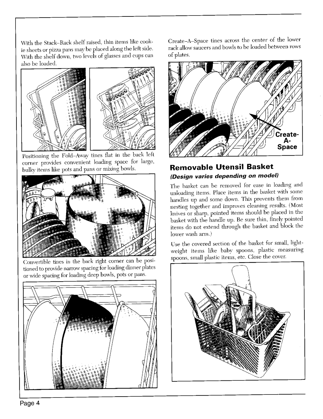 Maytag 9962 warranty Create Space Removable Utensil Basket, Design varies depending on model 