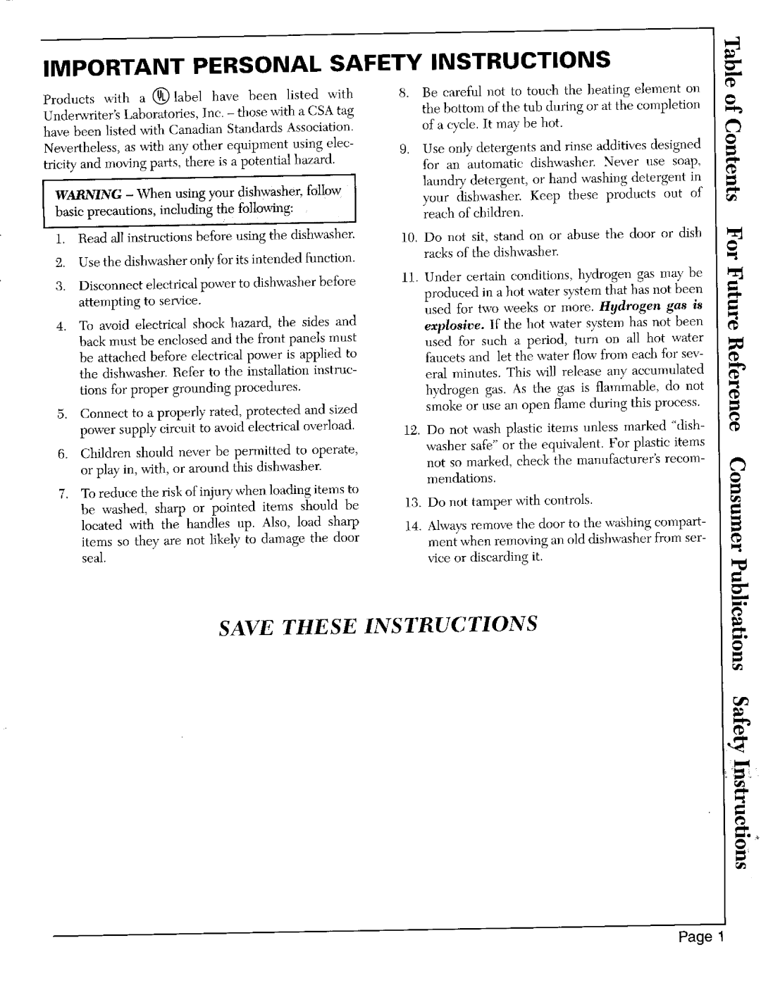 Maytag 9962 warranty Important Personal Safety Instructions, Page, Save These Instructions 