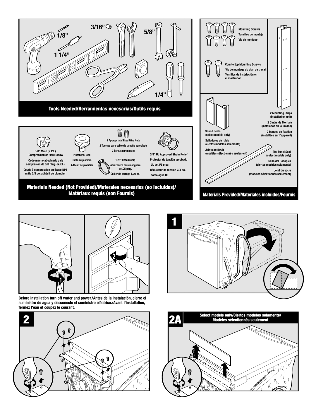 Maytag ADB1500AWW installation instructions Tools Needed/Herramientas necesarias/Outils requis 