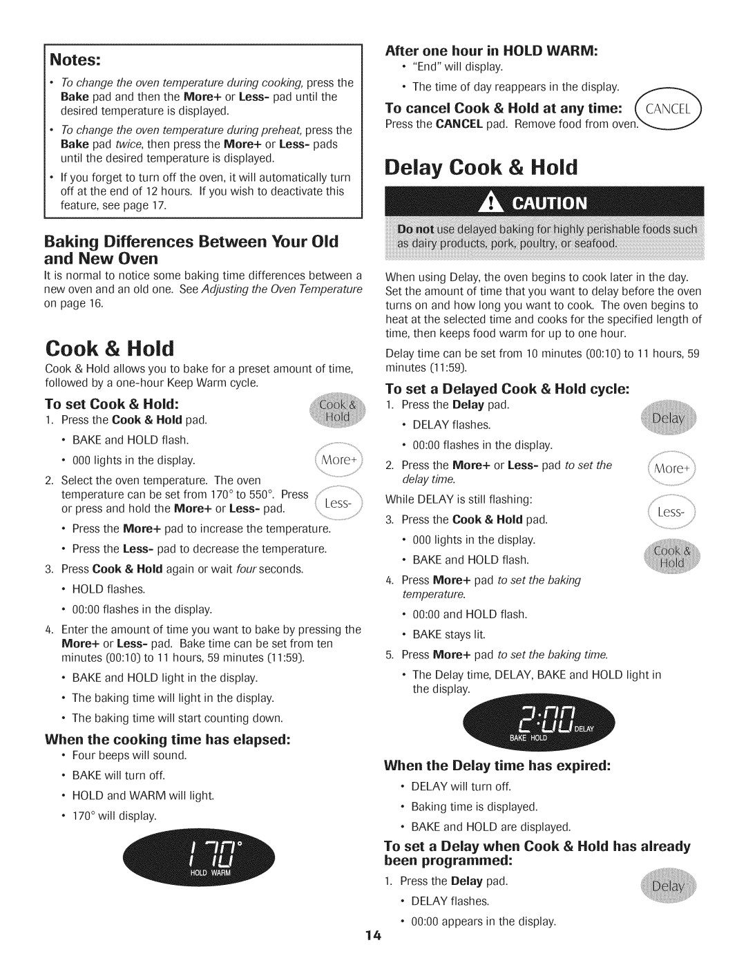 Maytag AGS1740BDQ, AGS1740BDW, 8113P592-60 warranty Delay Cook & Hold, Baking Differences Between Your Old and New Oven 