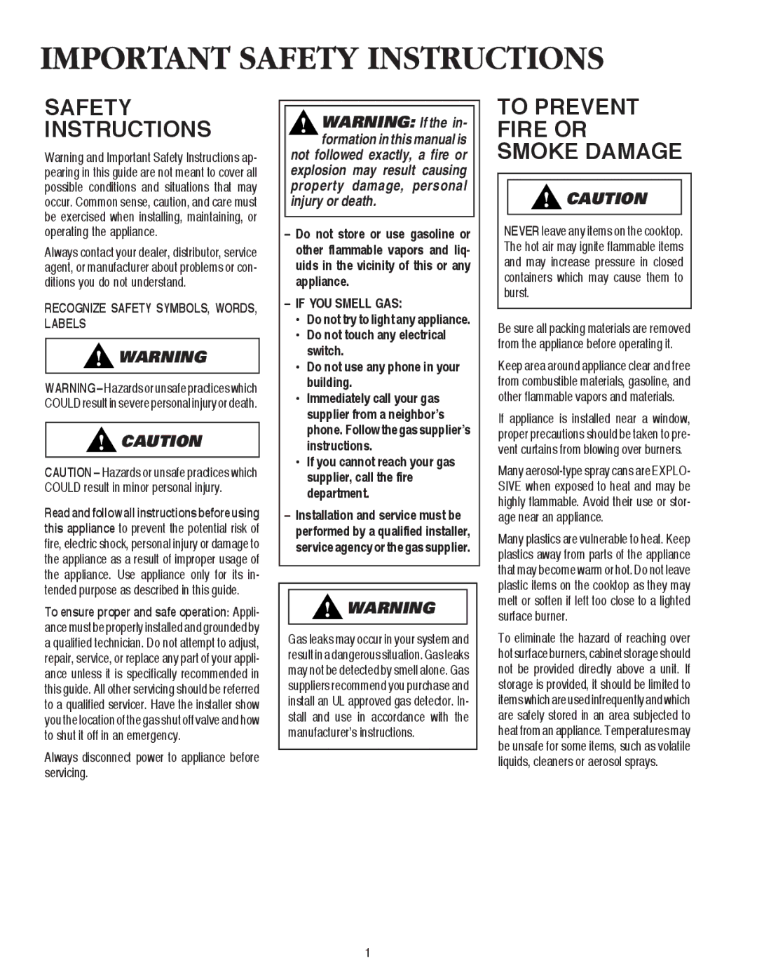 Maytag AKS3040 Safety Instructions, To Prevent Fire or Smoke Damage, Recognize Safety SYMBOLS, WORDS, Labels 