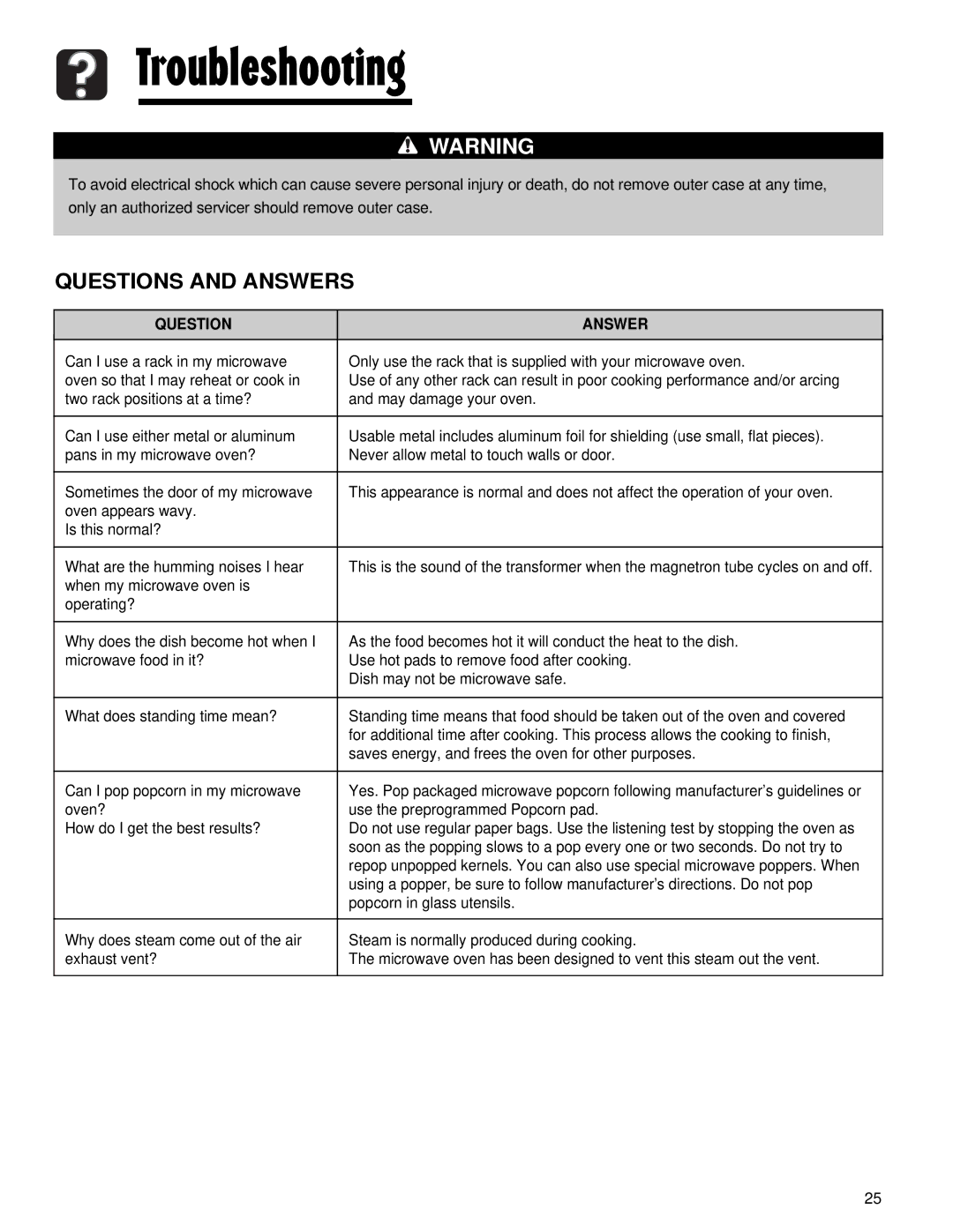 Maytag AMV5164AA, AMV5164AC important safety instructions Questions and Answers, Question Answer 