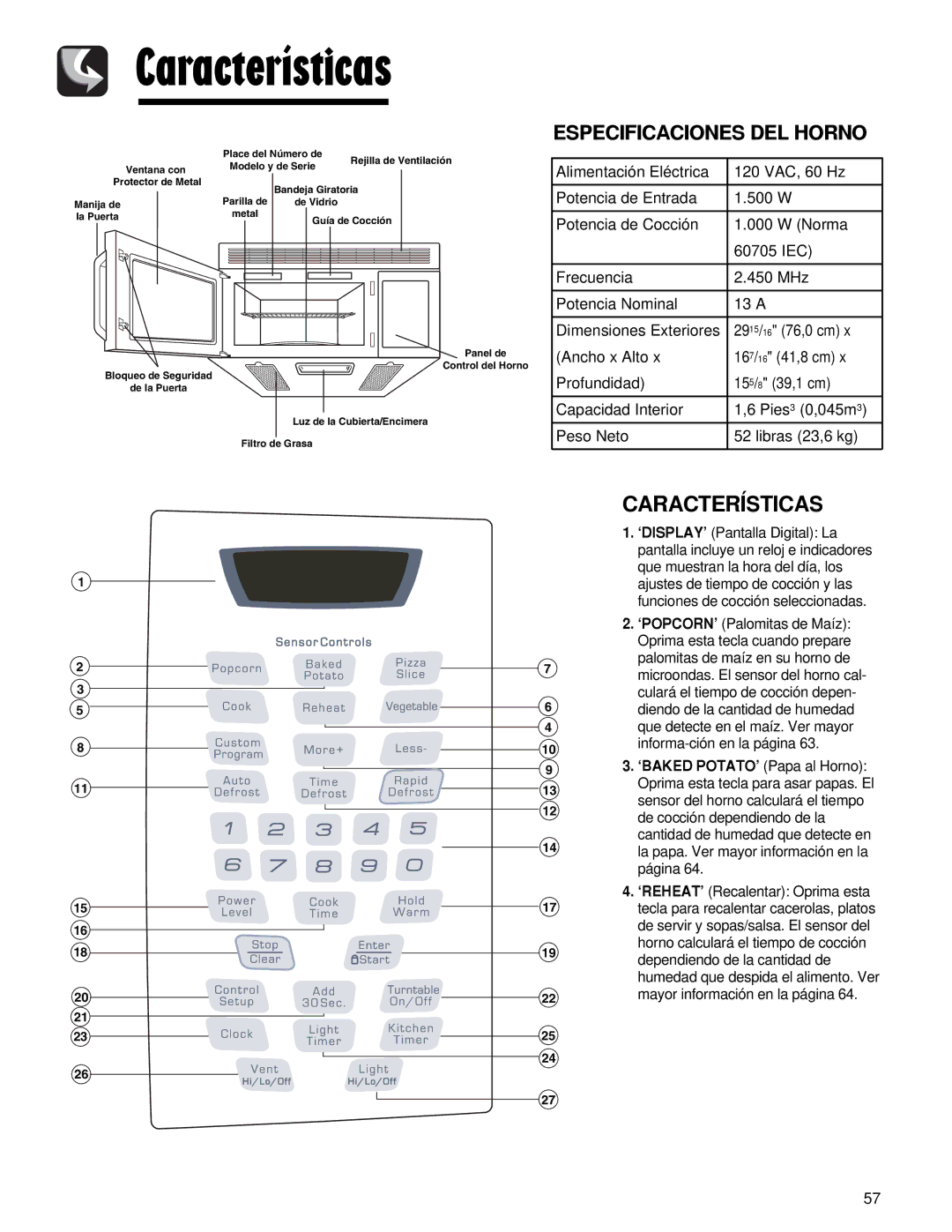 Maytag AMV5164AA, AMV5164AC important safety instructions Características 