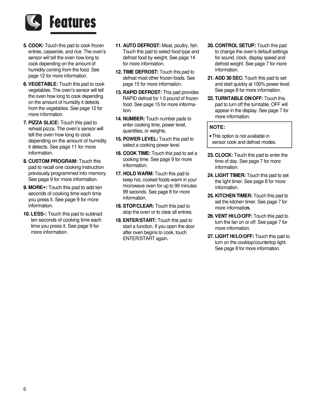 Maytag AMV5164AC, AMV5164AA important safety instructions Features 