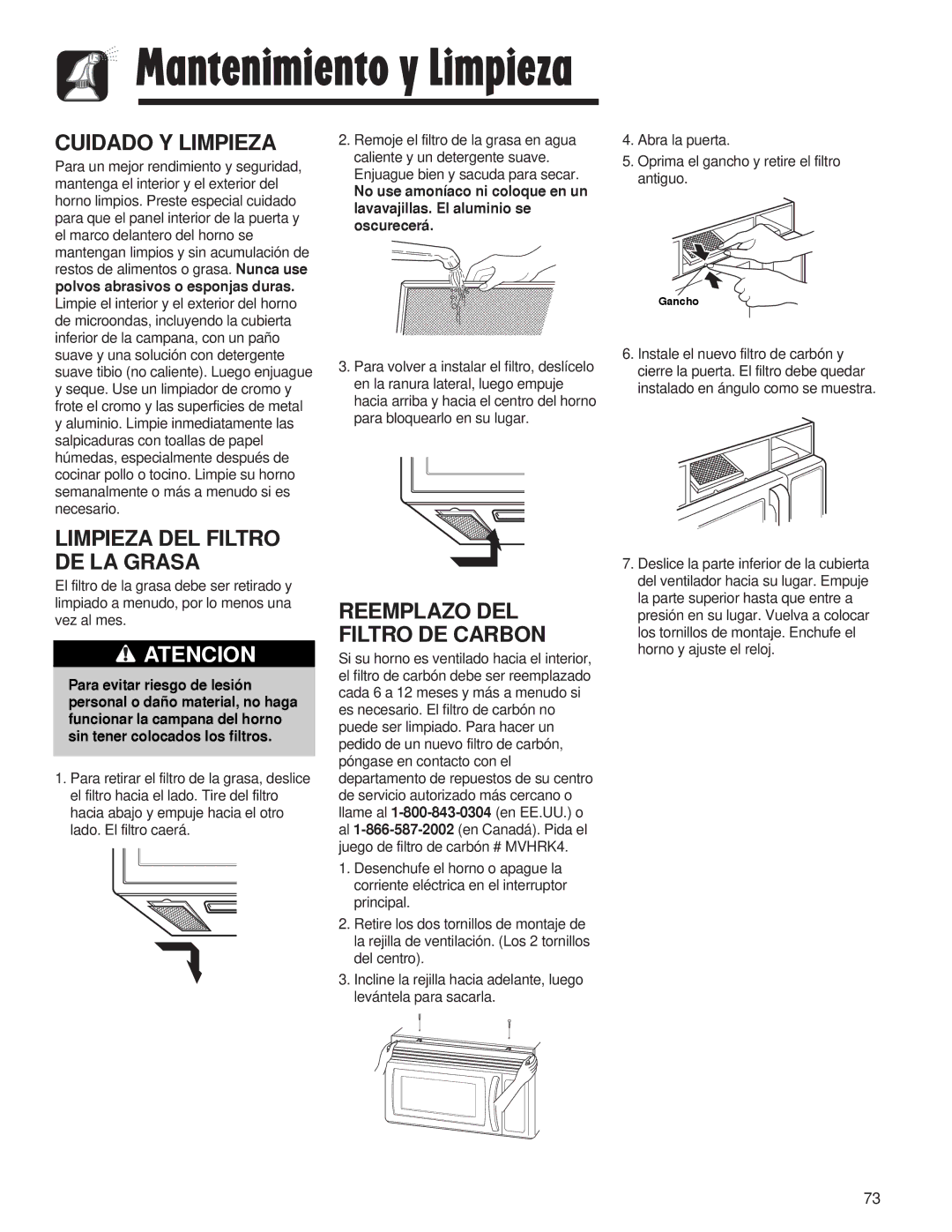 Maytag AMV5164AA, AMV5164AC Mantenimiento y Limpieza, Cuidado Y Limpieza, Limpieza DEL Filtro DE LA Grasa 