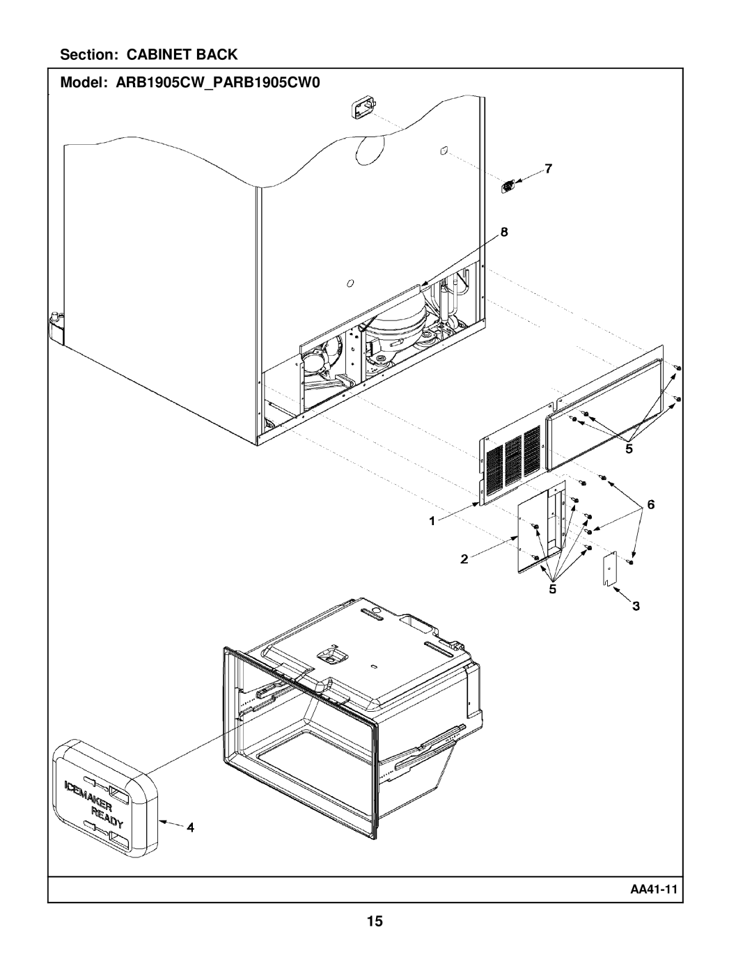 Maytag manual Section Cabinet Back Model ARB1905CWPARB1905CW0 