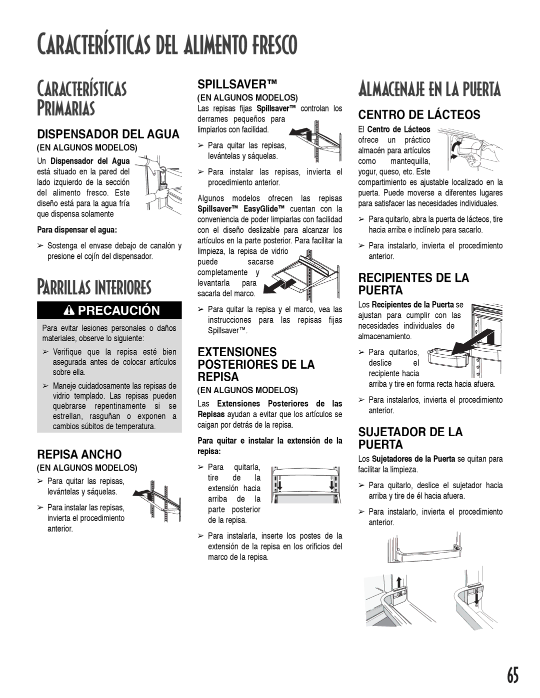 Maytag ARB2557CC, ARB2557CSL, ARB2257CSR, ARB2557CSR Características del alimento fresco, Características Primarias 