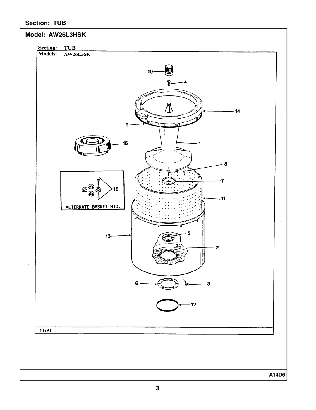 Maytag manual Section TUB Model AW26L3HSK 