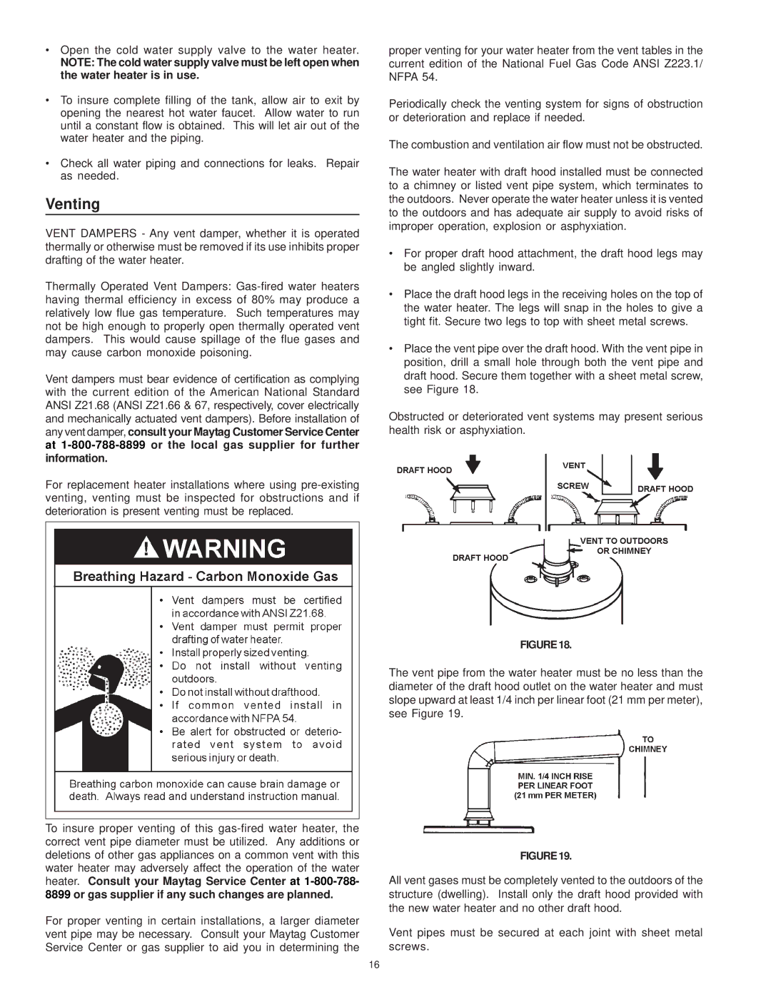 Maytag C3 manual Venting 