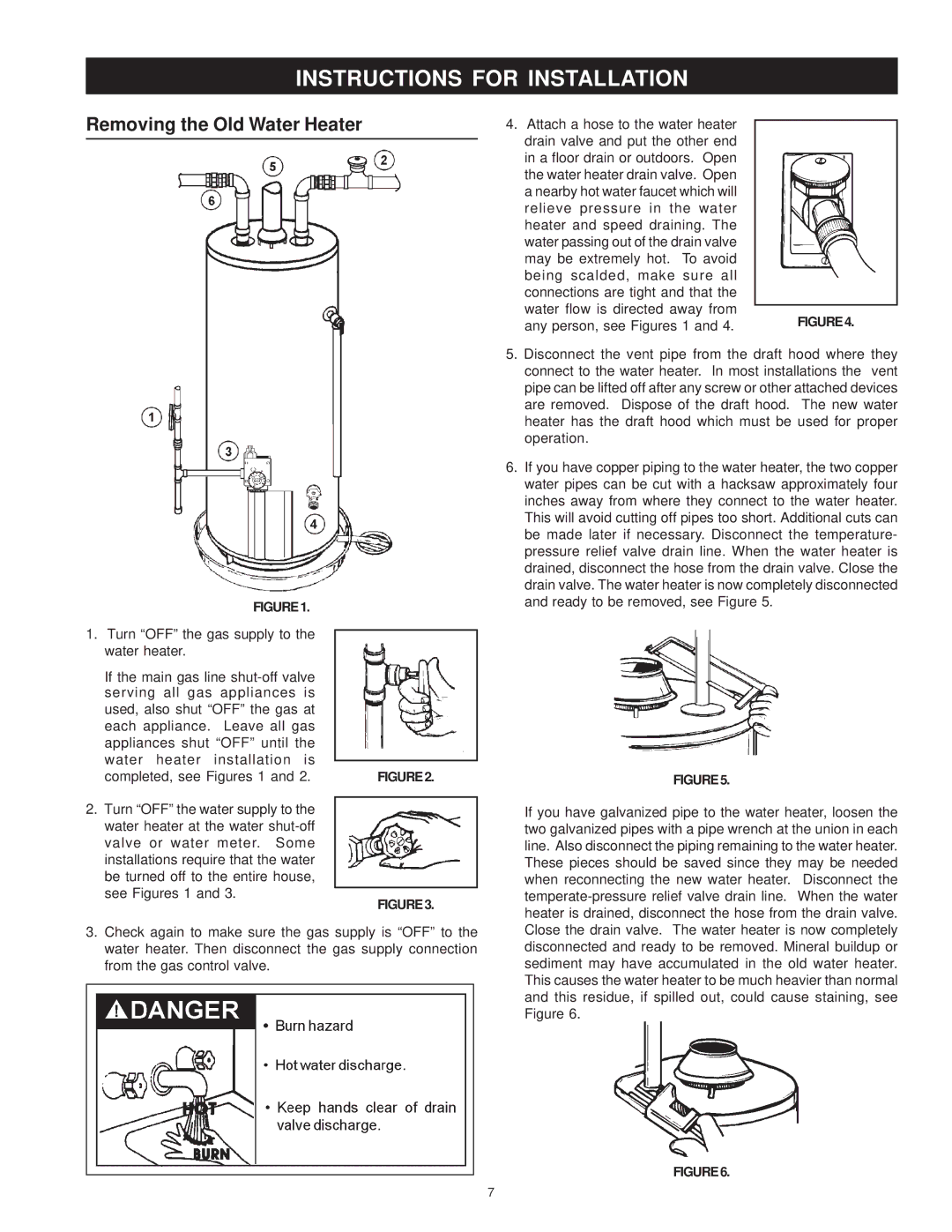 Maytag C3 manual Instructions for Installation, Removing the Old Water Heater 