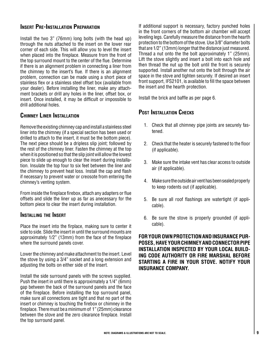 Maytag C310 operation manual Insert Pre-Installation Preparation, Chimney Liner Installation, Installing the Insert 