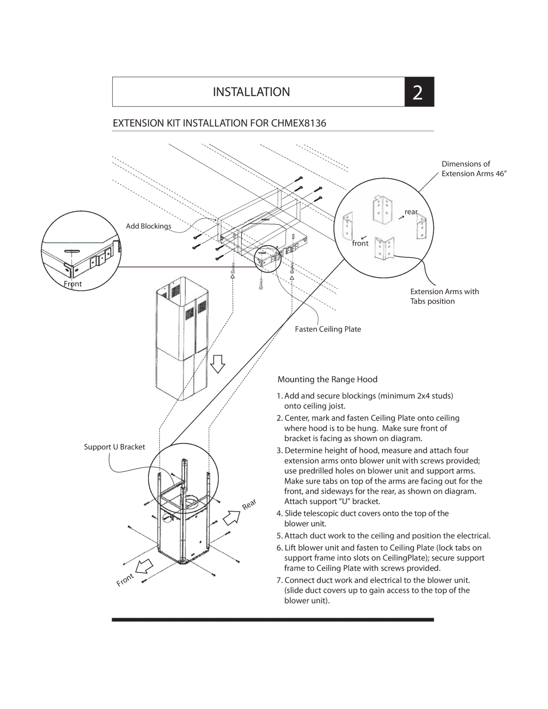 Maytag CHMEX8836, CHMEX8036 manual INSTALLATION2, Extension KIT Installation for CHMEX8136 