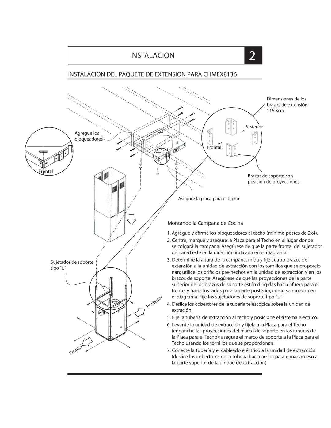 Maytag CHMEX8836, CHMEX8036 manual INSTALACION2, Instalacion DEL Paquete DE Extension Para CHMEX8136 