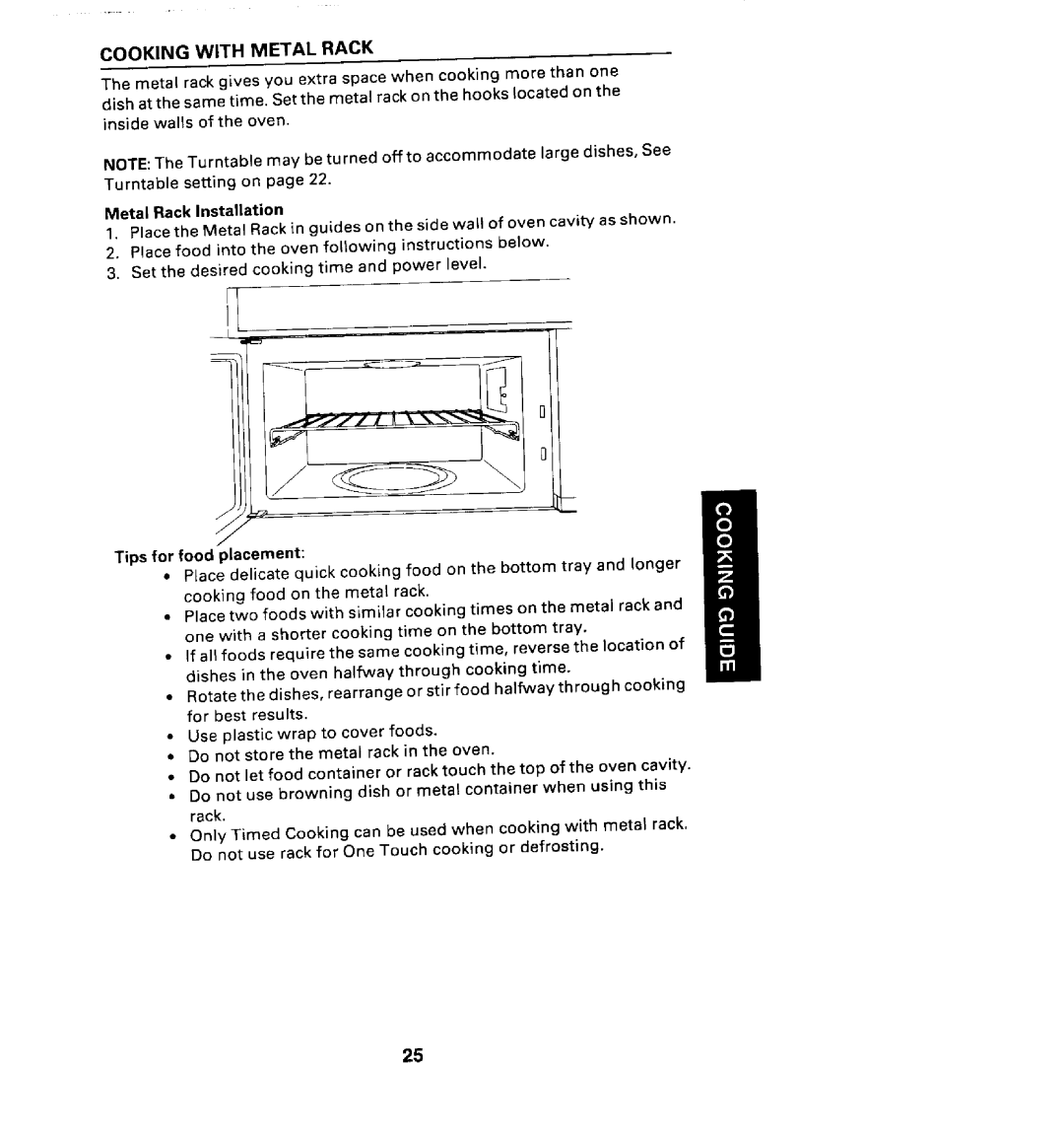 Maytag CMV1100AA manual Cooking with Metal Rack 