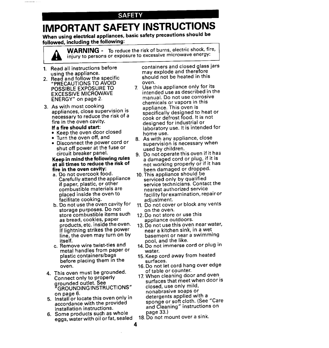 Maytag CMV1100AA manual Importantsafetyinstructions 