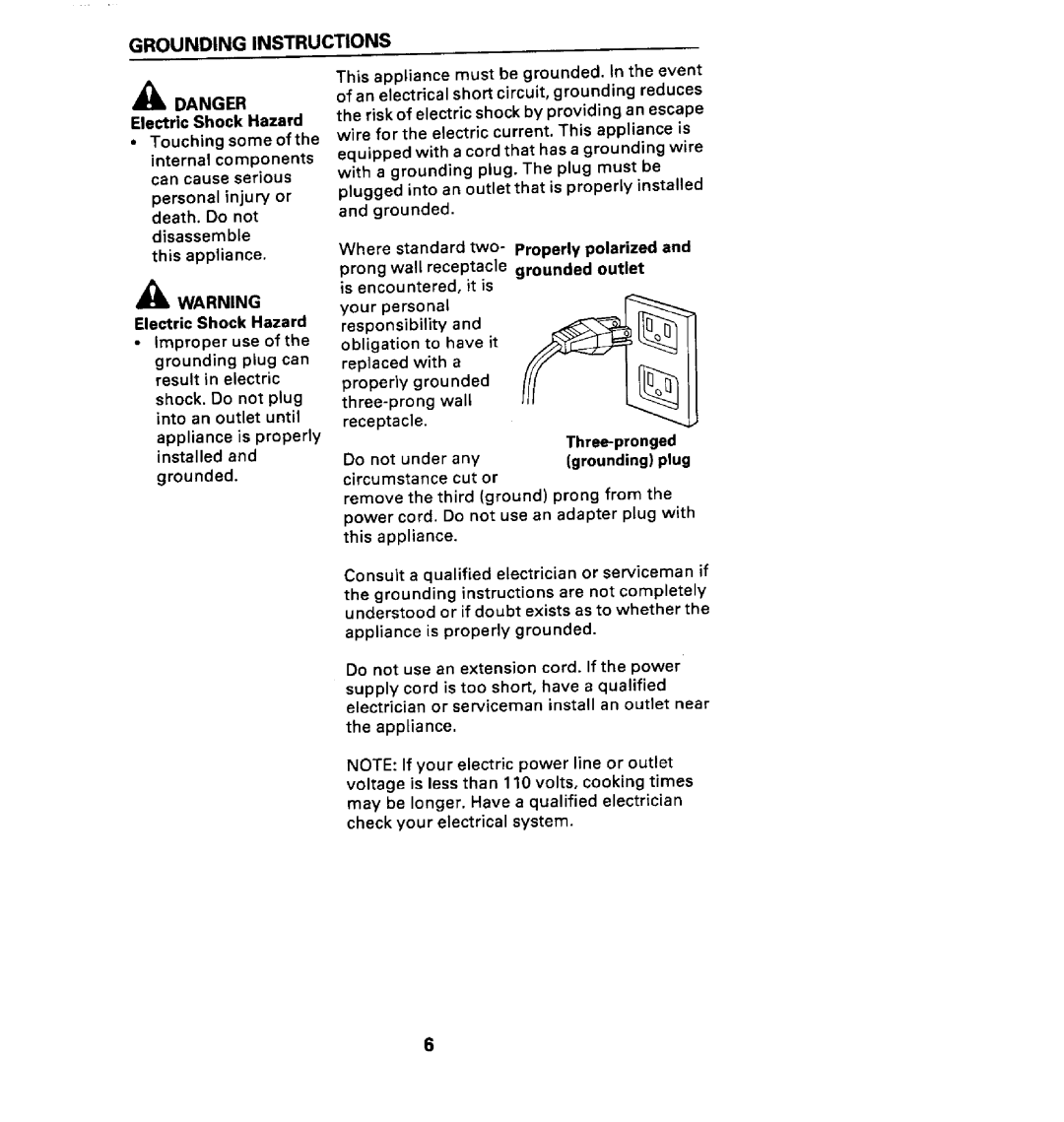 Maytag CMV1100AA manual Grounding Instructions 