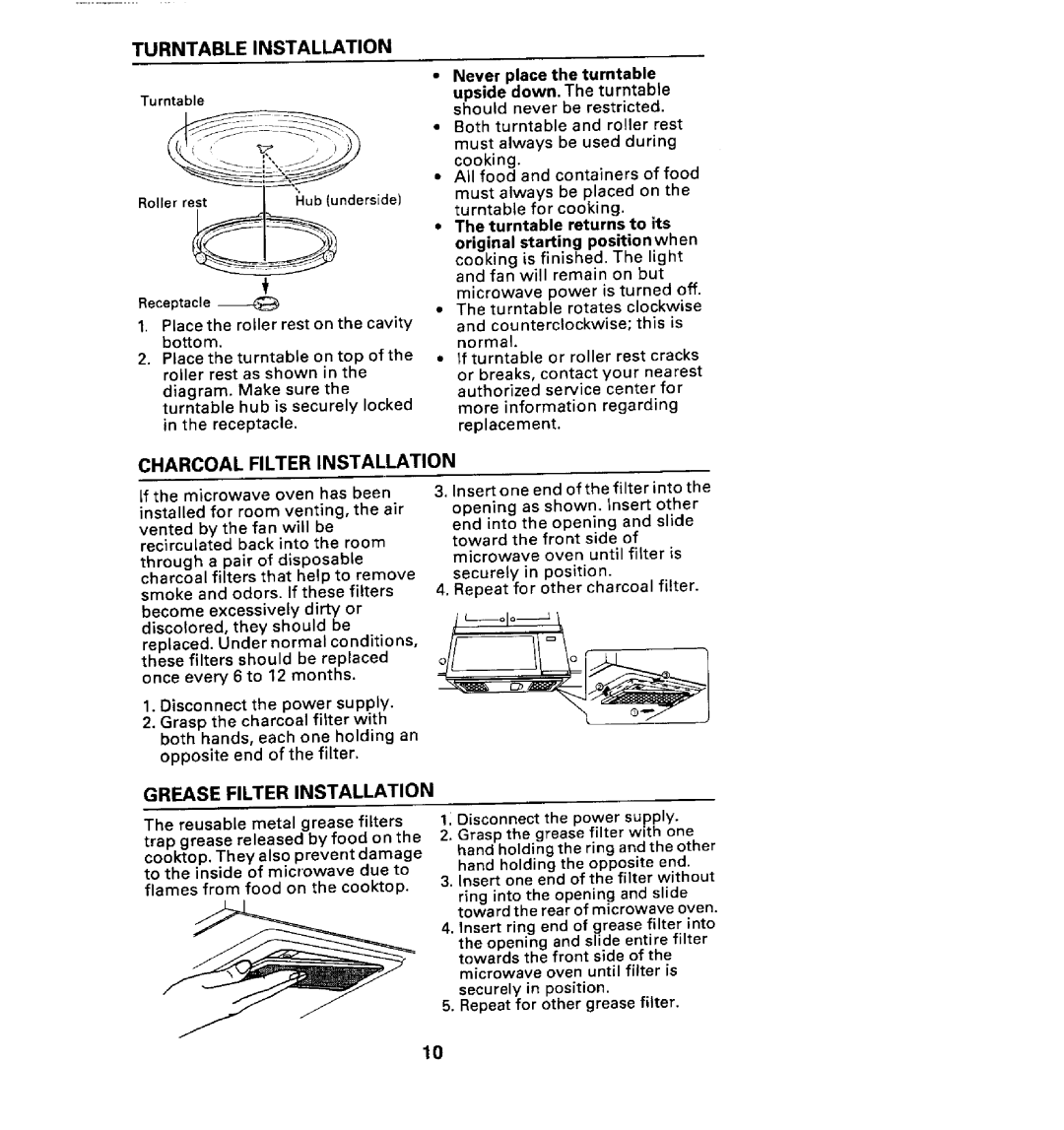 Maytag CMV1100AA manual TURNTABLE INSTALLATION Turntable 