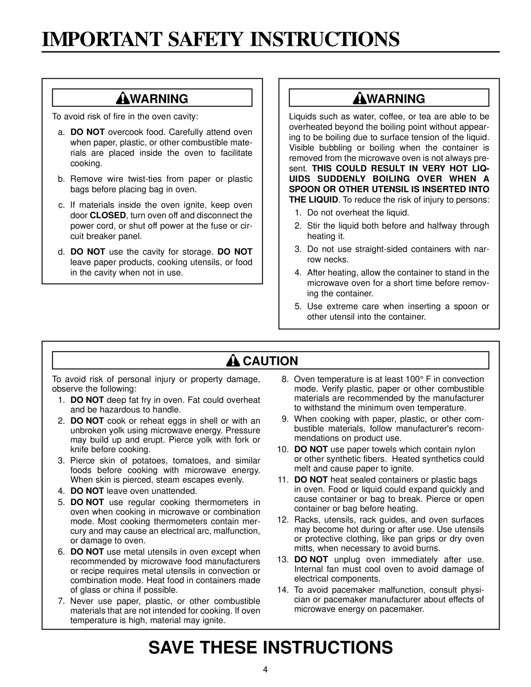 Maytag Combination Oven To avoid risk of fire in the oven cavity, Door, Cavity for storage, Do not leave oven unattended 