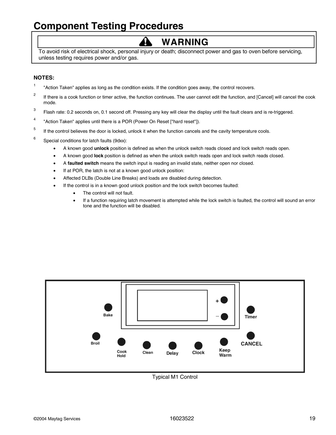 Maytag CG31400ADW, CPL1100ADH/L/Q/T/W, AGR5712ADB/Q/S/W, CPL1110ADH/L/T, AGR4400ADW, CGR1125ADQ/W manual Typical M1 Control 