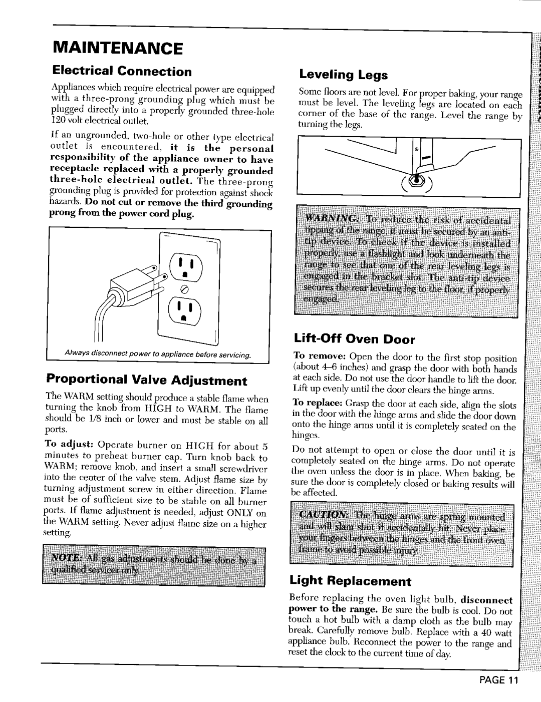 Maytag CRG7500A, CRG7400B, CRG8200B warranty Maintenance, Lift-Off Oven Door 