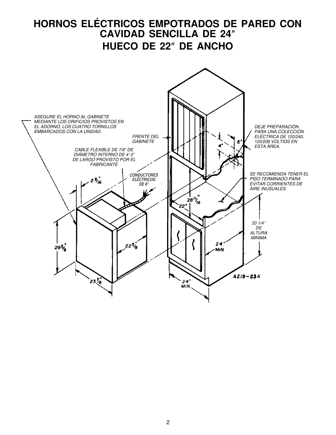 Maytag CWE4800ACE installation instructions Altura Minima 