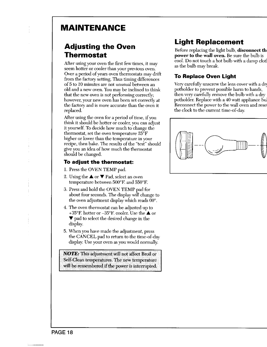 Maytag CWE9030B, CWE9030D important safety instructions Thermostat, To Replace Oven Light 