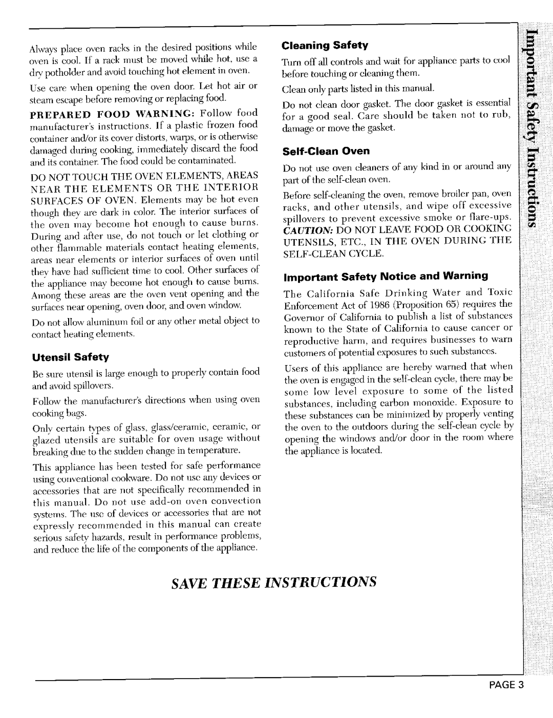 Maytag CWE9030B, CWE9030D Utensil Safety, Cleaning Safety, Self-Clean Oven, Important Safety Notice and Warning 