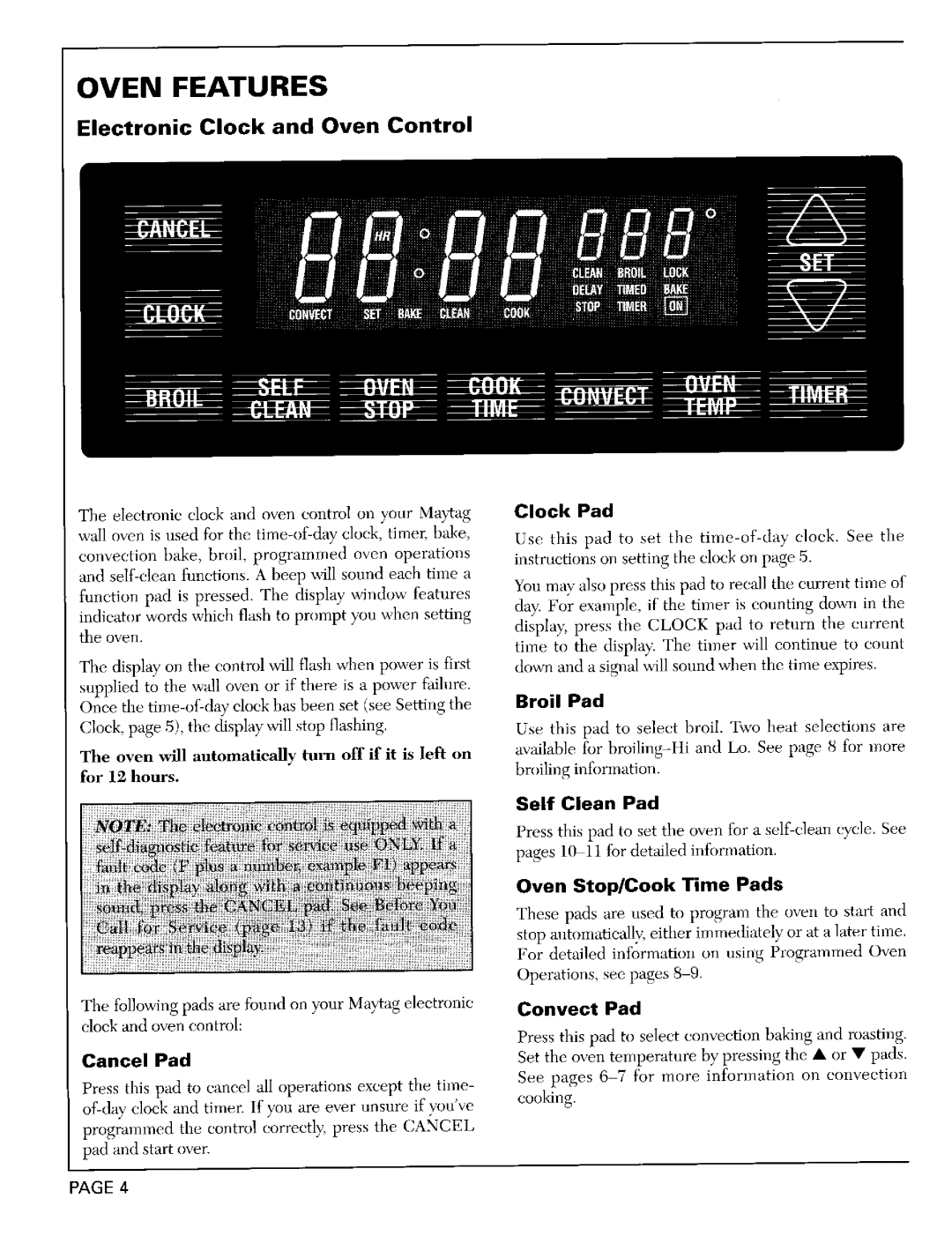 Maytag CWE9030D, CWE9030B important safety instructions Oven Features, Broil Pad 