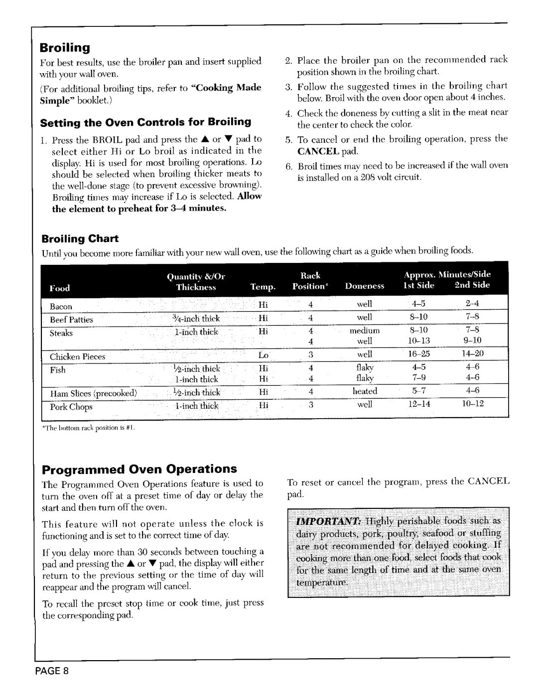 Maytag CWE9030D, CWE9030B Programmed Oven Operations, Setting the Oven Controls for Broiling 