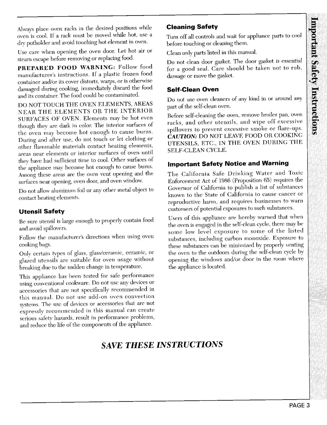 Maytag CWE9030B, CWE9030D Utensil Safety, Cleaning Safety, Self-CleanOven, Important Safety Notice and Warning 