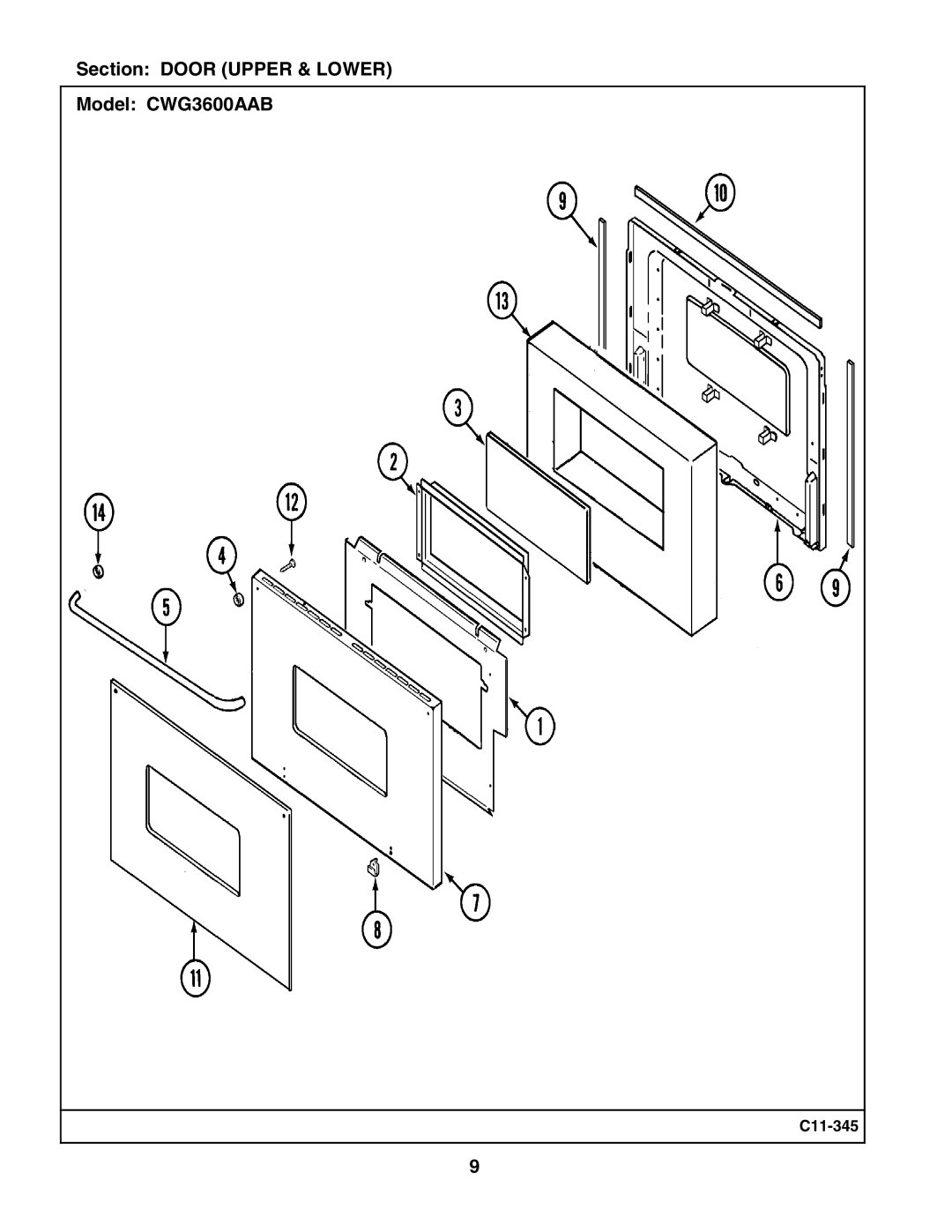 Maytag manual Section Door Upper & Lower Model CWG3600AAB 