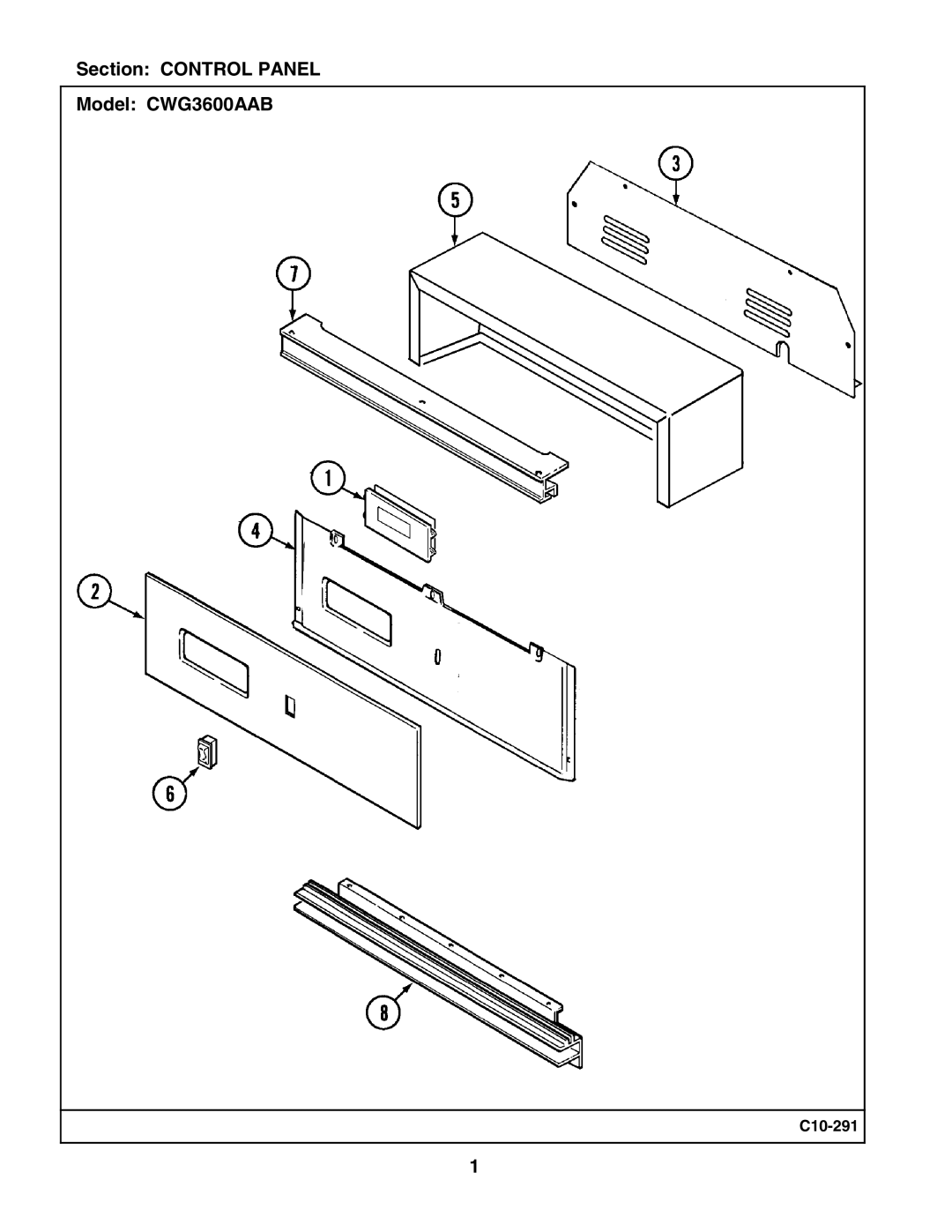 Maytag manual Section Control Panel Model CWG3600AAB 