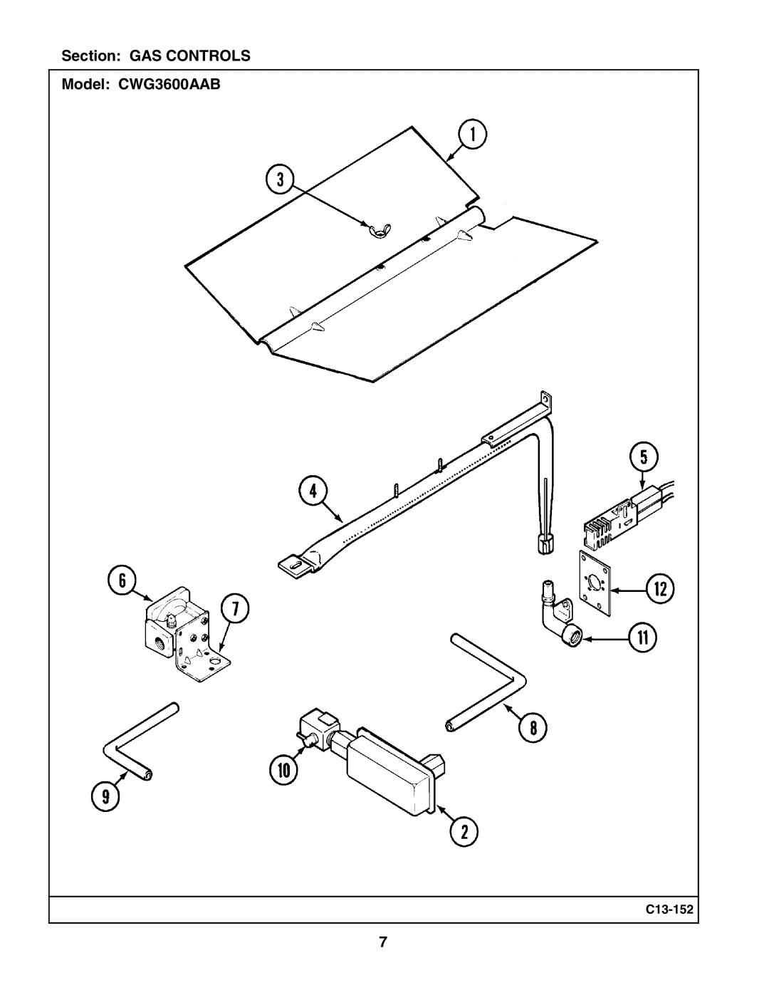Maytag manual Section GAS Controls Model CWG3600AAB 