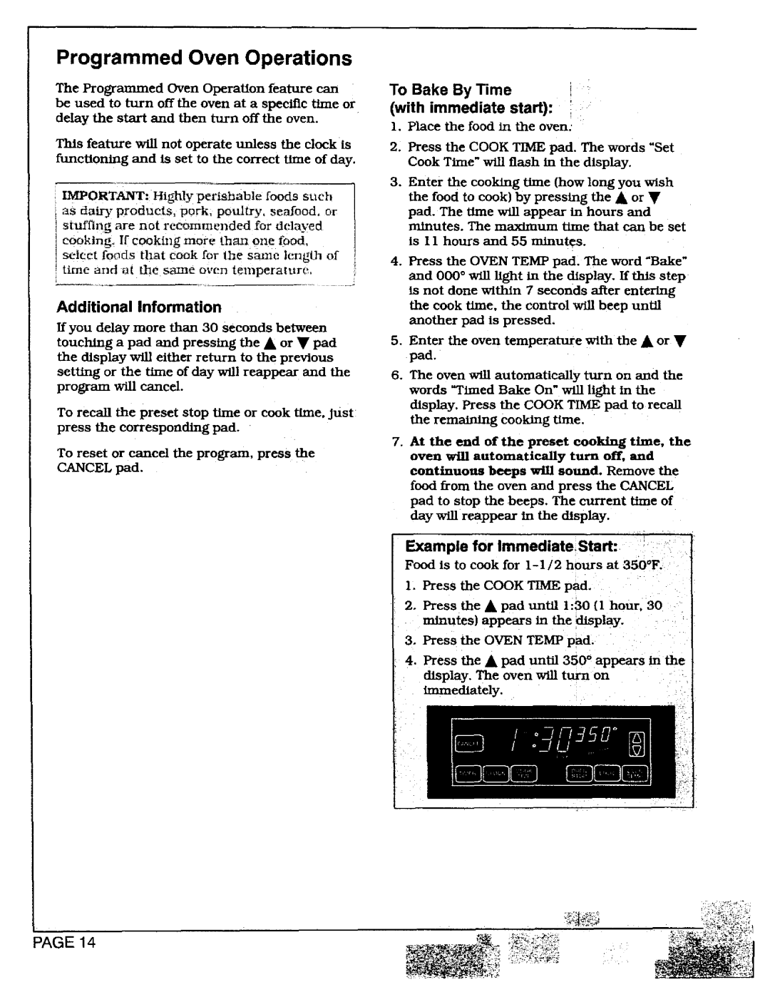 Maytag CWG3100, CWG4100 manual Example for Immediate Start, Programmed, Oven Operation Feature Can Be used to turn, Off Oven 