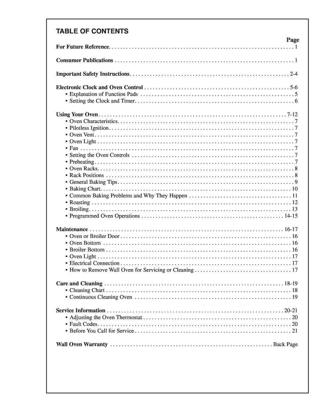 Maytag CWG4600 manual Table Of Contents, Page 