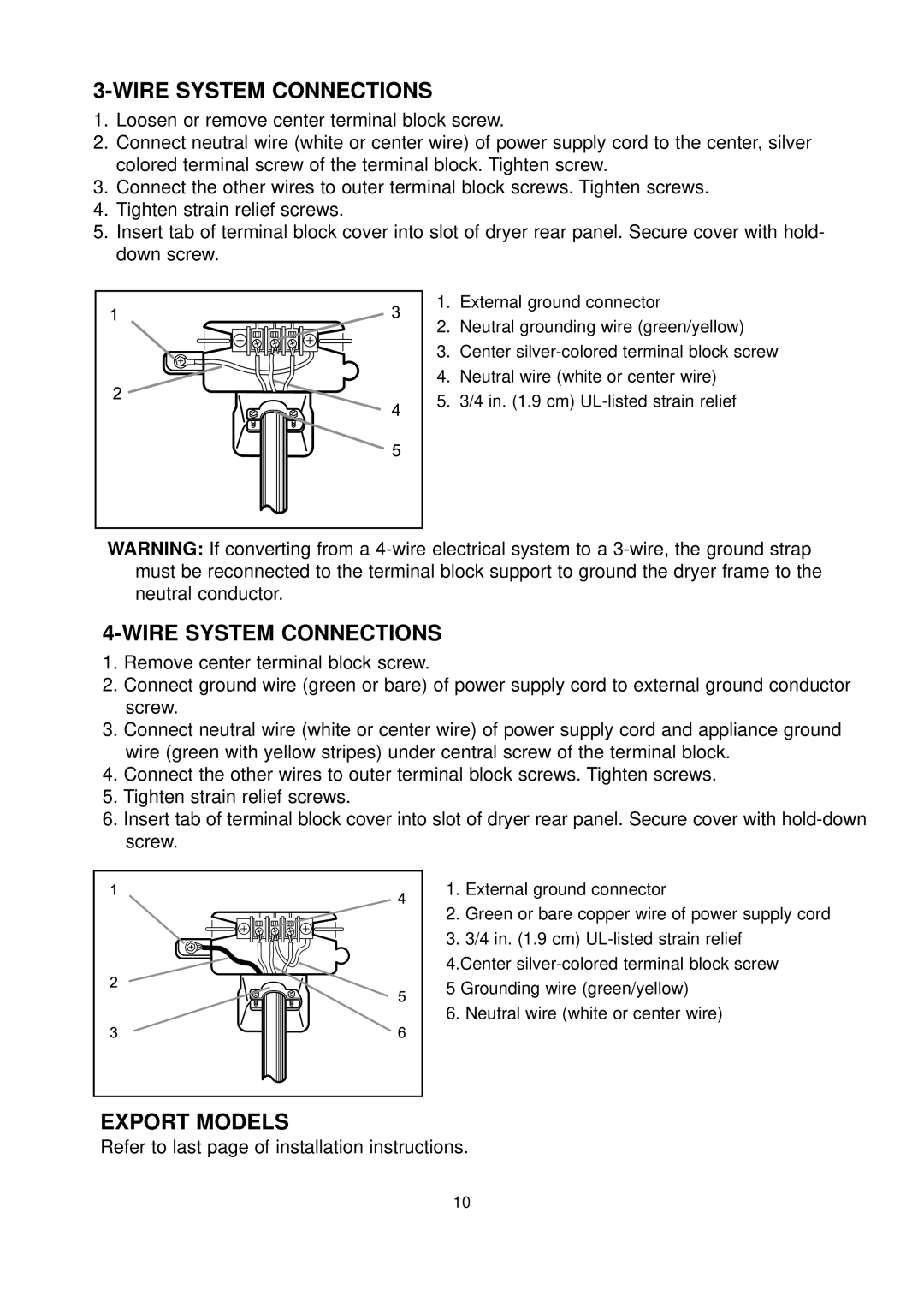 Maytag DC68-02033B-03 installation instructions Export Models 