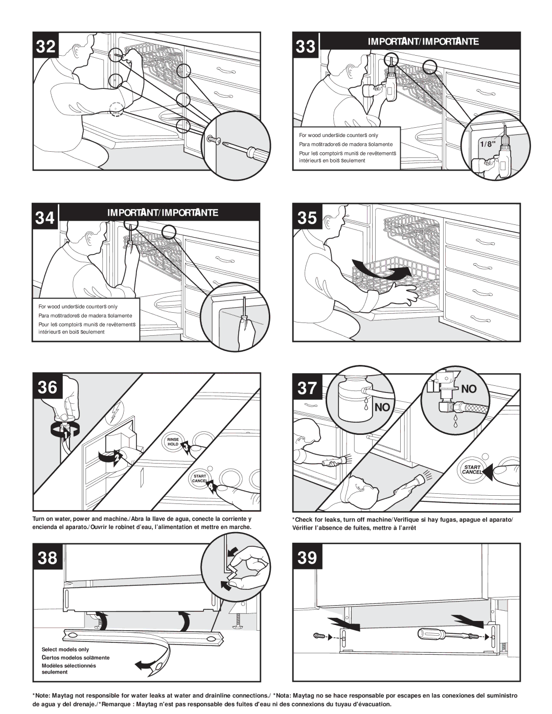 Maytag Dishwasher installation instructions Select models only 