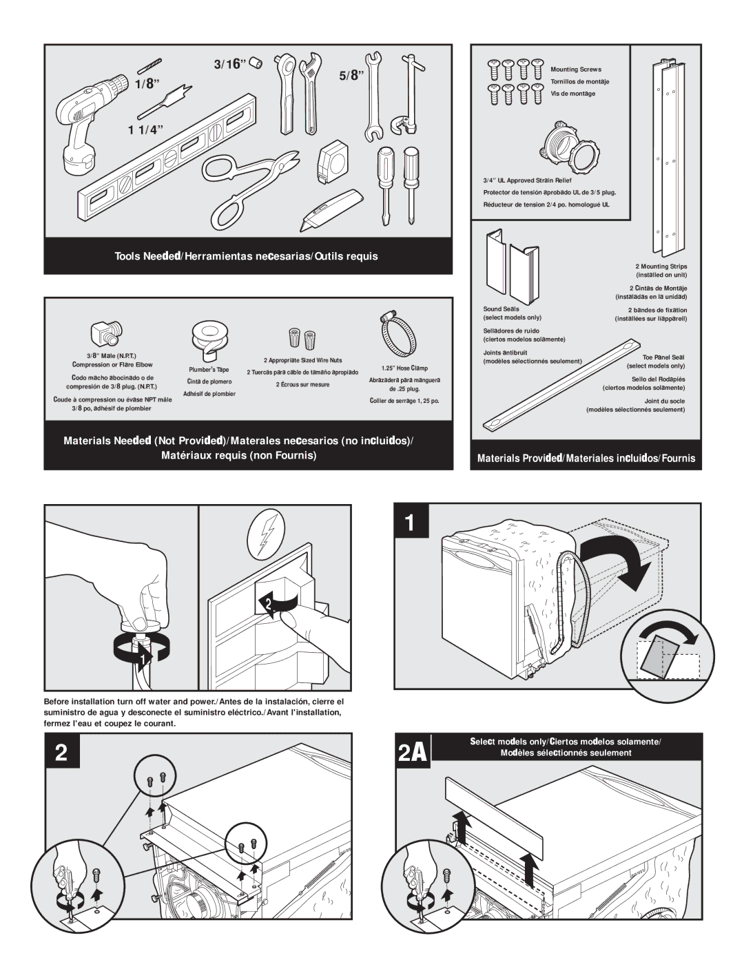 Maytag Dishwasher installation instructions Tools Needed/Herramientas necesarias/Outils requis 