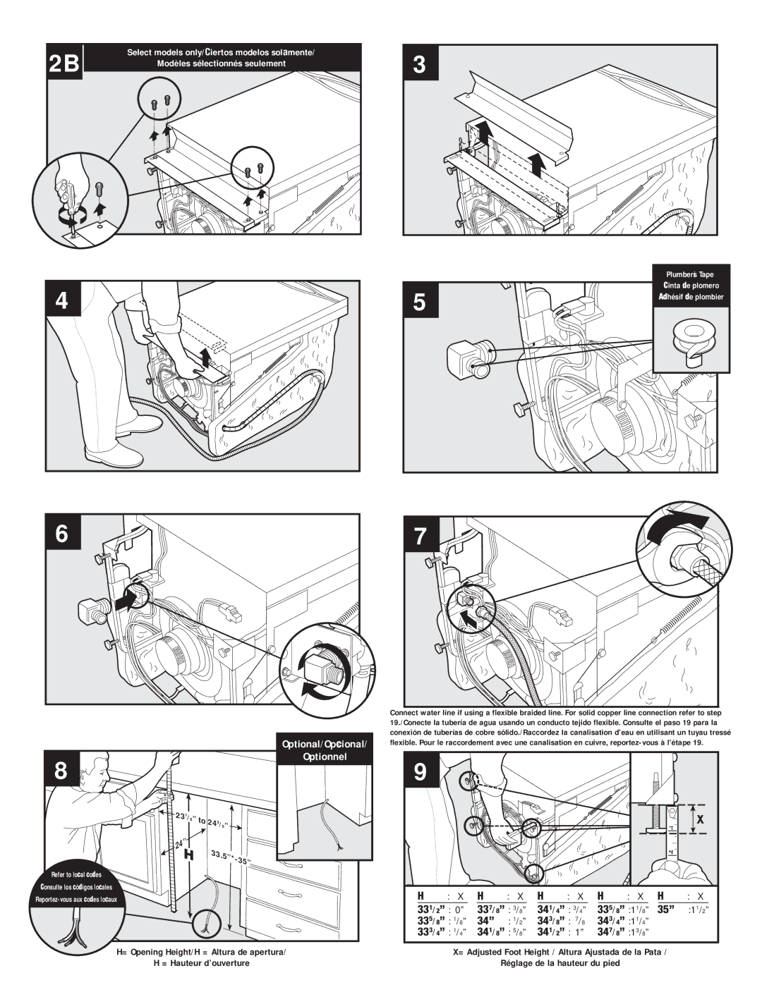 Maytag Dishwasher installation instructions Optional/Opcional 