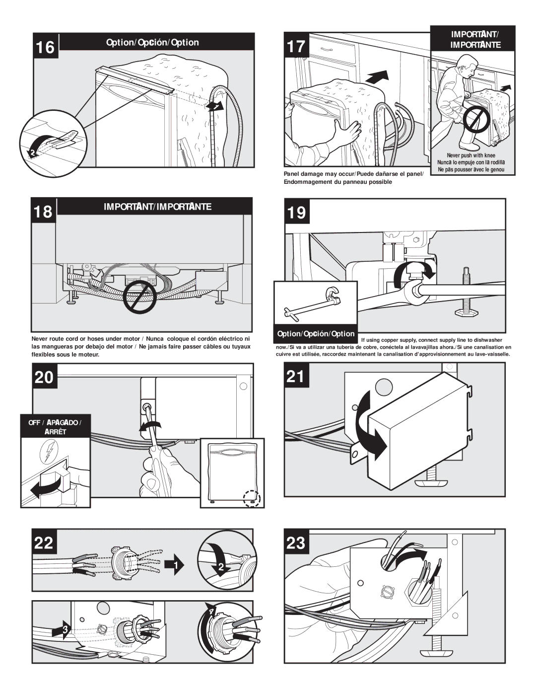 Maytag Dishwasher installation instructions Option/Opción/Option 