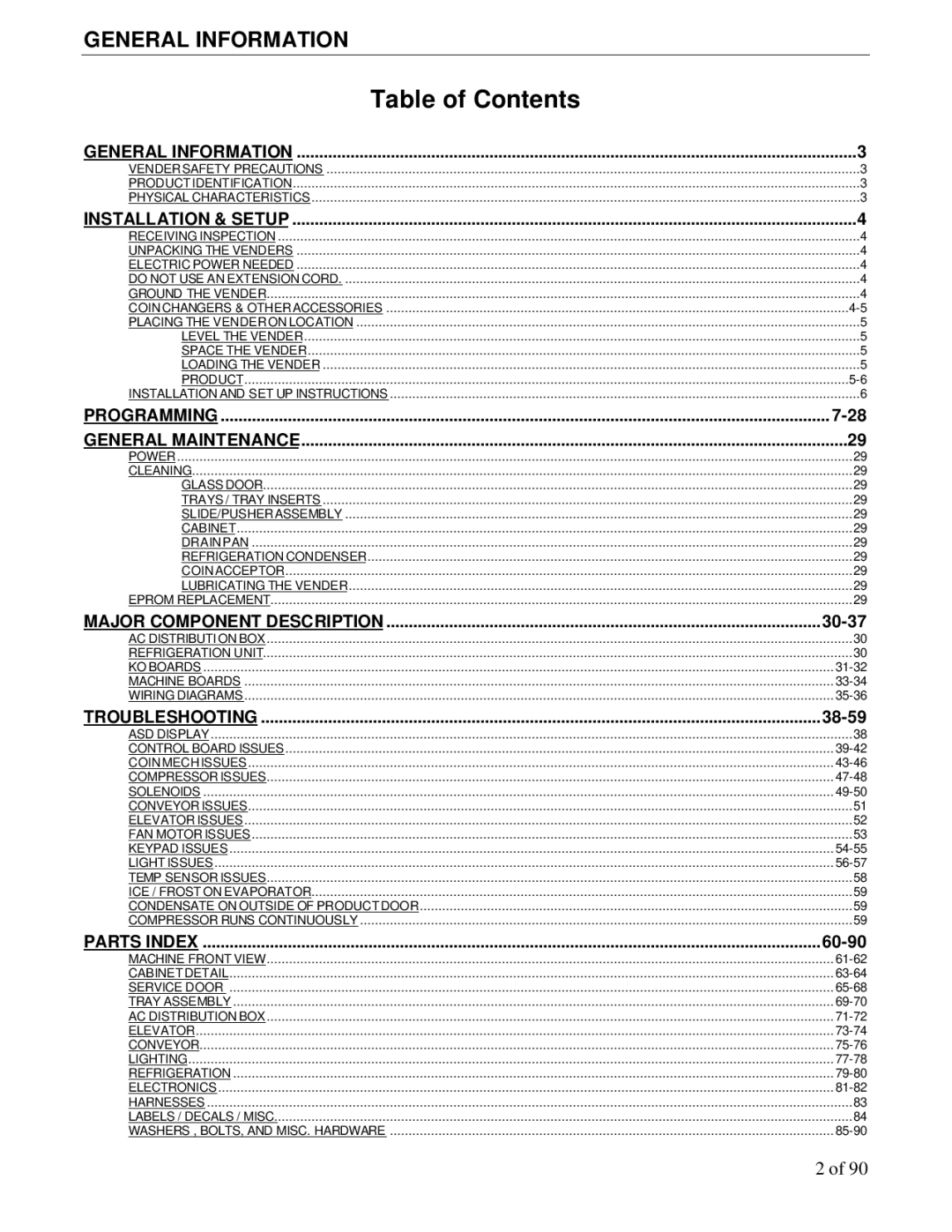 Maytag DN3000, DN5000 manual Table of Contents 