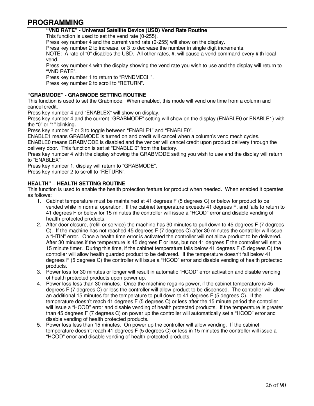 Maytag DN3000, DN5000 manual Grabmode Grabmode Setting Routine, Health Health Setting Routine 